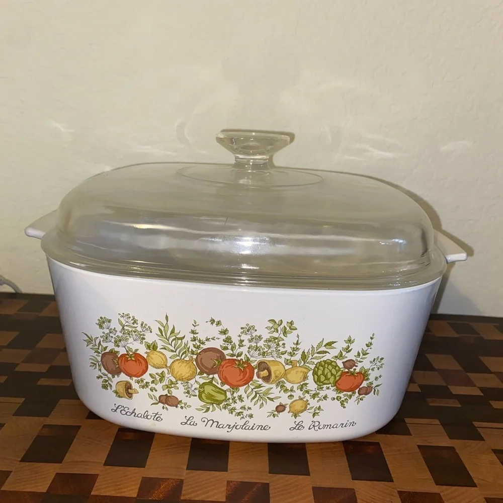 Vintage CorningWare Pyrex Spice of Life L'Echalote 5QT A5B Casserole Dish Rare